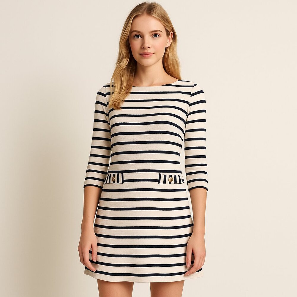 Lilly Pulitzer Nautical Stripped Dress SZ XS‎ Coastal Martha's Vineyard Coastal